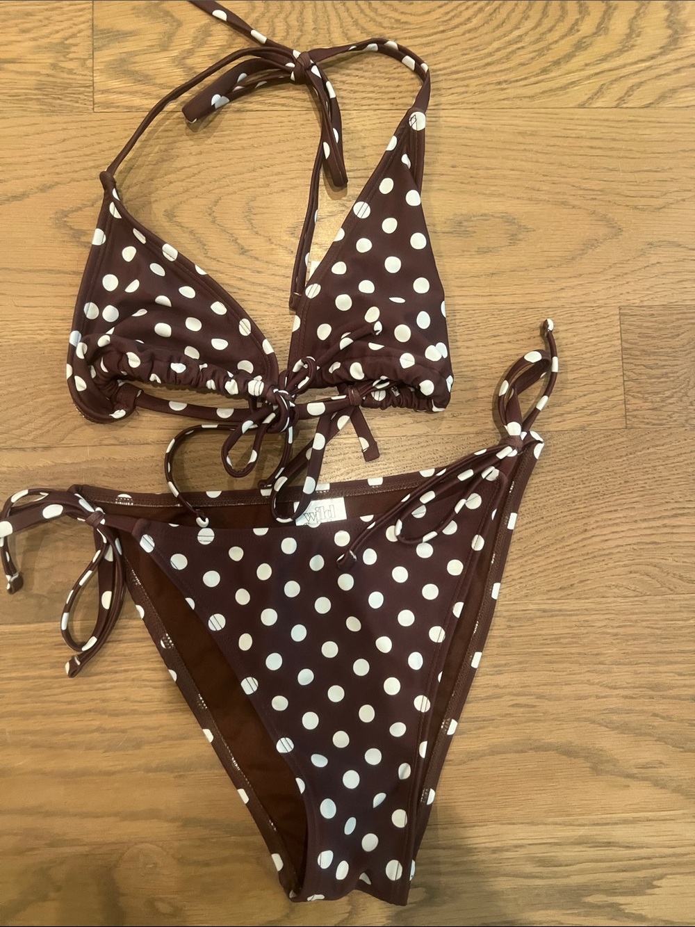 wild fable Brown and White Polka Dot Tie-Side Bikini